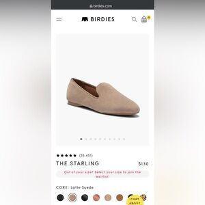 Birdie’s “The Starling” Latte Suede loafers